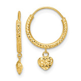 Image of 20mm 14K Yellow Gold Madi K Diamond-cut Heart Hoop Earrings