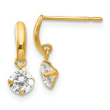 Image of 11mm 14K Yellow Gold Madi K CZ Childrens Dangle Post Earrings