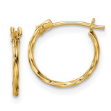 Image of 11.75mm 14K Yellow Gold Madi K Polished Twisted Hinged Hoop Earrings
