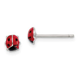 Image of 4.68mm Sterling Silver Rhodium-plated Enameled Lady Bug Post Earrings