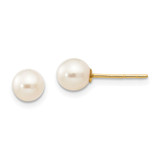 Image of 5mm 14K Yellow Gold Madi K 5-6mm White Near Round Freshwater Cultured Pearl Post Earrings