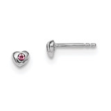 Image of 4mm Sterling Silver Madi K Rhodium-plated Polished June Pink Preciosa Crystal Heart Childrens Post Earrings