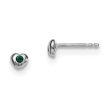 Image of 4mm Sterling Silver Madi K Rhodium-plated Polished May Green Preciosa Crystal Heart Childrens Post Earrings