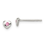 Image of 4mm Sterling Silver Madi K Rhodium-plated Polished October Pink Preciosa Crystal Heart Childrens Post Earrings