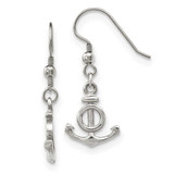 Image of 33.02mm Stainless Steel Polished Anchor Dangle Shepherd Hook Earrings