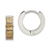 Image of 12.5mm Stainless Steel Polished Birch Enameled Hinged Round Hoop Earrings