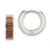 Image of 12.5mm Stainless Steel Polished Brown Enameled Hinged Round Hoop Earrings