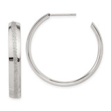 Image of 34.1mm Stainless Steel Polished Laser Cut Glitter Post Round Hoop Earrings