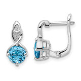 Image of 12.65mm Sterling Silver Rhodium-plated Swiss BT/White Topaz Hinged Earrings QE16642BT