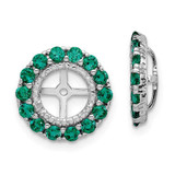 Image of 13mm Sterling Silver Rhodium-plated Diamond & Created Emerald Earrings Jacket QJ146MAY