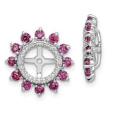 Image of 14mm Sterling Silver Rhodium-plated Diamond & Rhodolite Garnet Earrings Jacket QJ104JUN