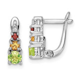 Image of 12.2mm Sterling Silver Rhodium-plated .85t.w. Peridot/Citrine/Garnet/White Topaz Hinged Earrings