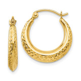 Image of 19mm 10k Yellow Gold Textured Hollow Hoop Earrings 10TL778