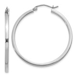 Image of 35mm 10k White Gold 2mm Square Tube Hoop Earrings 10T1086