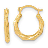 Image of 12.99mm 14K Yellow Gold Polished Twist Hoop Earrings YE1899