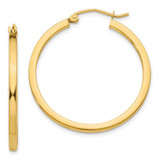 Image of 30mm 10k Yellow Gold 2mm Square Tube Hoop Earrings 10T1076