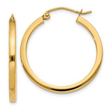 Image of 25mm 10k Yellow Gold 2mm Square Tube Hoop Earrings 10T1077