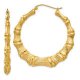Image of 33mm 14K Yellow Gold Polished Bamboo Hoop Earrings S1517