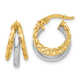 Image of 17mm 14K Two-tone Gold Polished Fancy Hoop Earrings TF2264