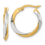 Image of 19.9mm 14K Two-tone Gold Polished Twist Hoop Earrings TF2239