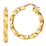 Image of 34.6mm 14K Yellow Gold Polished Twisted Hoop Earrings TF2115