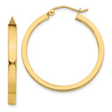 Image of 30mm 10k Yellow Gold 2x3mm Square Tube Hoop Earrings 10TL416