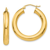 Image of 30mm 14K Yellow Gold Polished 5mm Tube Hoop Earrings T958