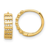 Image of 12mm 14K Yellow Gold Polished CZ Hinged Hoop Earrings TF2288