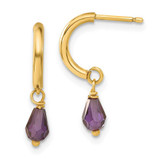 Image of 18.55mm 14k Yellow Gold Purple CZ Dangle C-Hoop Earrings XY839