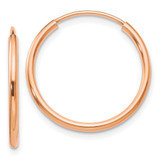 Image of 20mm 10k Rose Gold Polished Endless Tube Hoop Earrings 10TF783