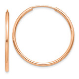 Image of 30mm 10k Rose Gold Polished Endless Tube Hoop Earrings 10T965R