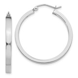Image of 30mm 10k White Gold 2x3mm Rectangle Tube Hoop Earrings 10T1045