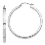 Image of 34mm 10k White Gold 2x3mm Rectangle Tube Hoop Earrings 10T1046