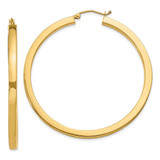 Image of 50mm 14K Yellow Gold 3mm Polished Square Hoop Earrings TE542
