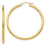 Image of 45mm 14K Yellow Gold Polished 2.5mm Tube Hoop Earrings T926