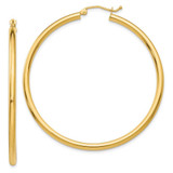 Image of 50mm 14K Yellow Gold Polished 2.5mm Tube Hoop Earrings T927
