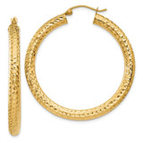 Image of 40mm 10k Yellow Gold Diamond-cut 4mm Round Hoop Earrings 10TC533