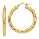 Image of 35mm 10k Yellow Gold Diamond-cut 4mm Round Hoop Earrings 10TC534