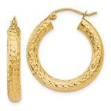 Image of 25mm 10k Yellow Gold Diamond-cut 4mm Round Hoop Earrings 10TC536