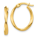 Image of 18mm 10k Yellow Gold Polished Twisted Oval Hoop Earrings 10TF683