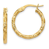 Image of 19mm 10k Yellow Gold Polished and Textured Hoop Earrings 10TH671