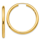 Image of 35mm 10k Yellow Gold Polished Endless Tube Hoop Earrings 10TF809