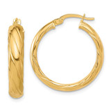 Image of 26mm 14K Yellow Gold Polished and Textured Hoop Earrings TF2242