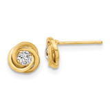 Image of 6.5mm 14K Yellow Gold Polished CZ Love Knot Post Earrings YE1816