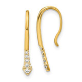 Image of 21.4mm 14K Yellow Gold Polished Diamond Drop Wire Earrings EM8382-012-YA