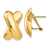 Image of 22mm 14K Yellow Gold Polished X Omega Back Post Earrings E156