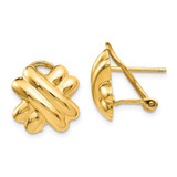 Image of 13mm 14K Yellow Gold Polished X Omega Back Post Earrings E160