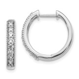 Image of 16mm 10k White Gold Diamond Milgrain Hinged Hoop Earrings EM4269-040-1WA