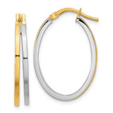 Image of 27mm 14K Two-tone Gold Polished Oval Double Hoop Earrings TF2149
