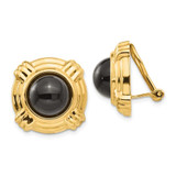 Image of 19mm 14K Yellow Gold Omega Clip Onyx Non-pierced Earrings H942
